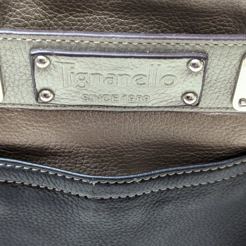 Tignanello, metallic, thick leather, color block, EUC! Gorgeous bag! - Picture 3 of 8